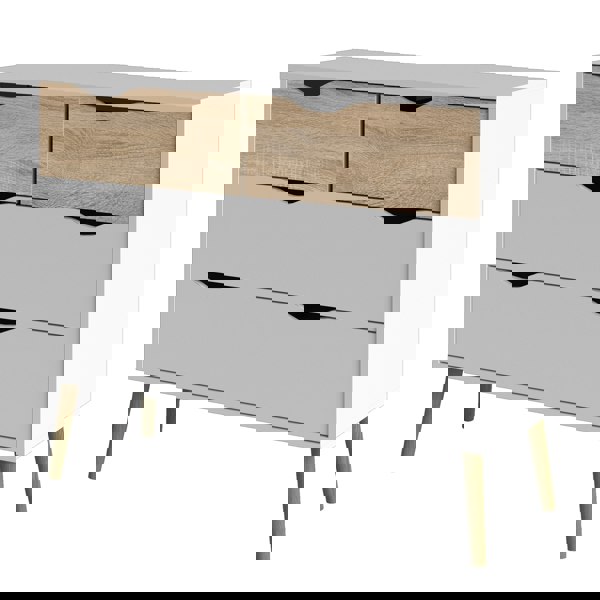 Furniture To Go Oslo Chest of 4 Drawers (2+2) in White and Oak
