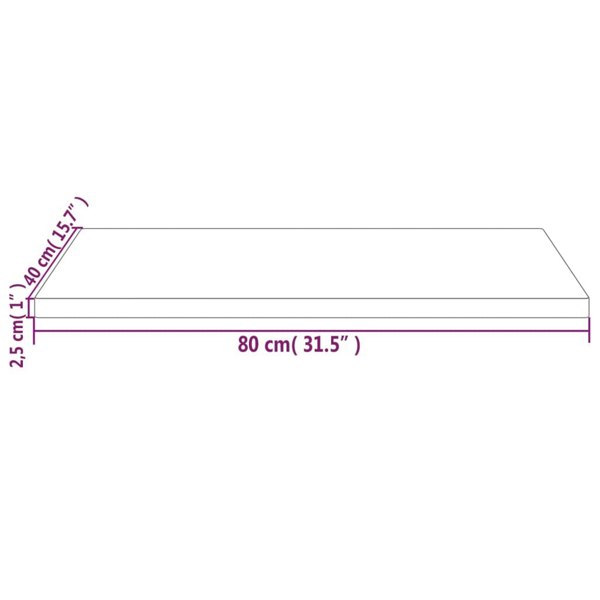Berkfield Table Top 80x40x2.5 cm Solid Wood Pine Rectangular