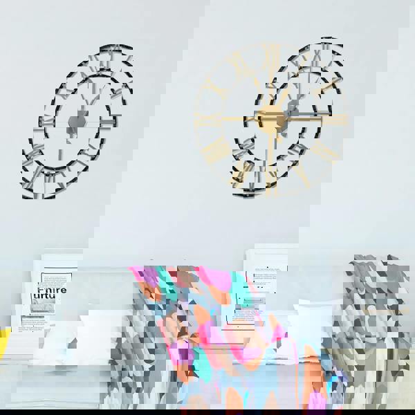 WALPLUS WC2146 - Gold And Black Vintage Roman Wall Clock - 43 cm / 17 in