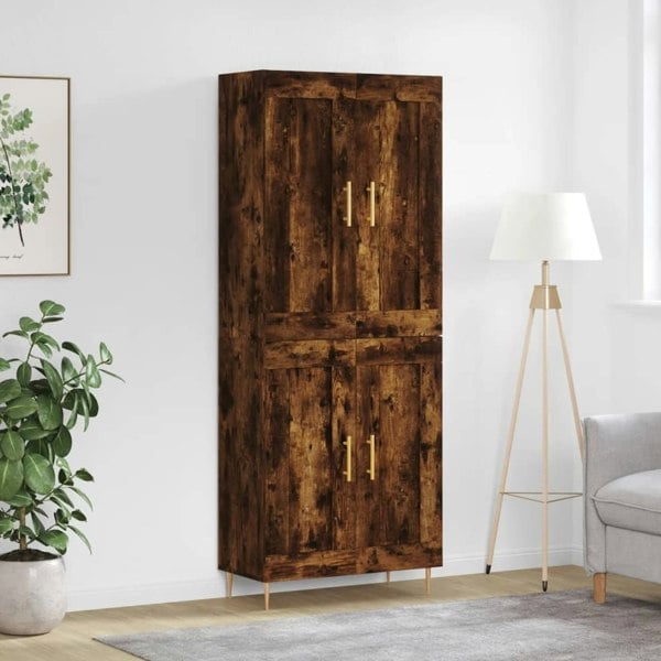 Berkfield Highboard Smoked Oak 69.5x34x180 cm Engineered Wood