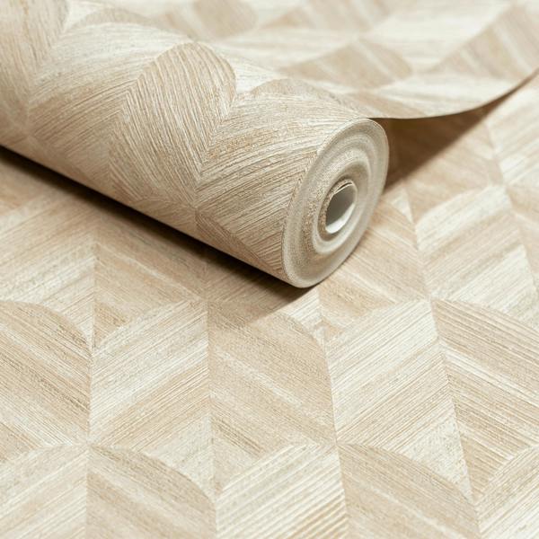 Grandeco Boutique Amber Art Deco Geo Luxury Weight Embossed Wallpaper, Neutral