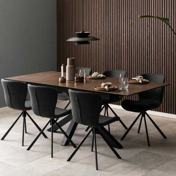 Furniture To Go Heaven Extendable Dining Table with Ceramic Rusty Brown Top 168cm