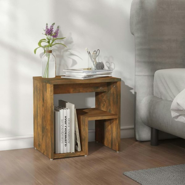 Berkfield Bed Cabinet Smoked Oak 40x30x40 cm Engineered Wood