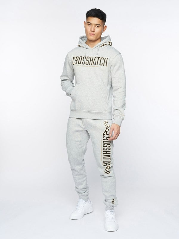 Crosshatch Doddington Hoodie Light Grey Marl