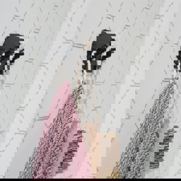 BESLAGSBODEN Black Stainless Steel Double Towel Hook (96 x 48mm) Self Adhesive Bathroom Wall Mounted