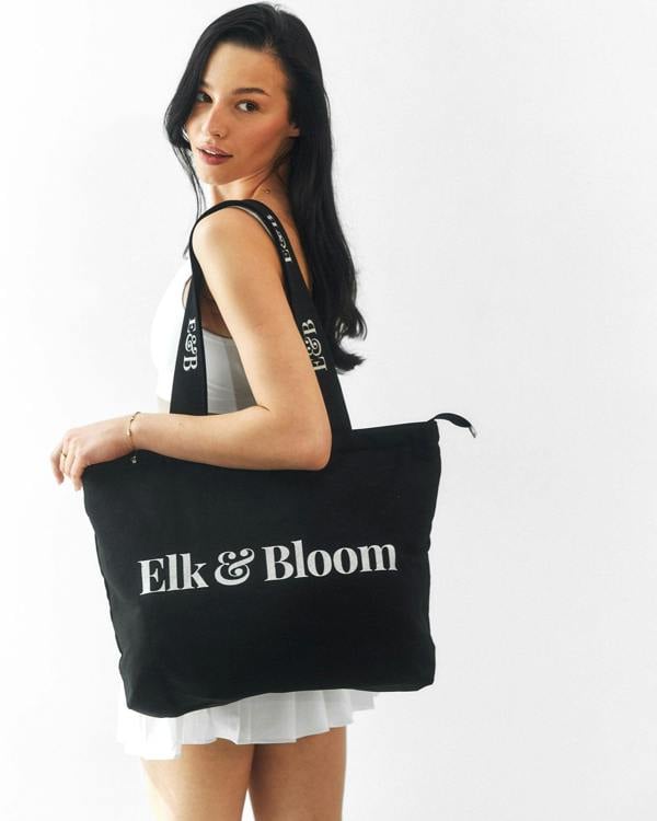 Elk & Bloom Large Chunky Everyday Neutral Black Tote Bag