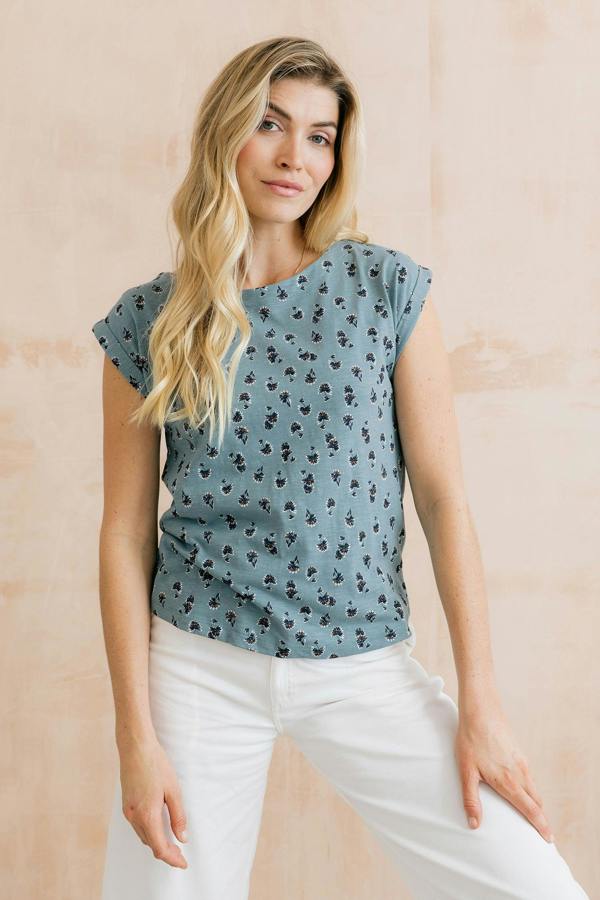 Lily & Me Sway Organic Cotton Jersey T-Shirt Verbena Ocean