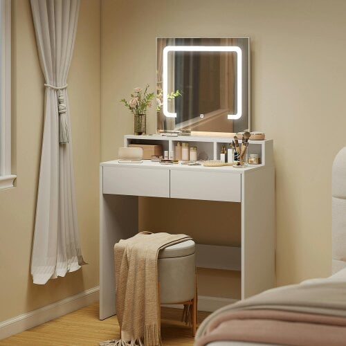 HOMCOM Dressing Table with Mirror, Drawers, for Bedroom, Black