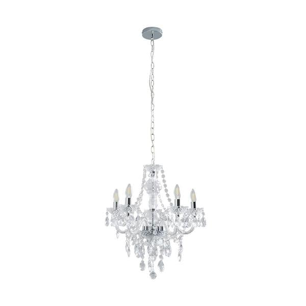 Pagazzi Lighting Vivienne 5 Light Chrome & Clear Chandelier Ceiling Pendant