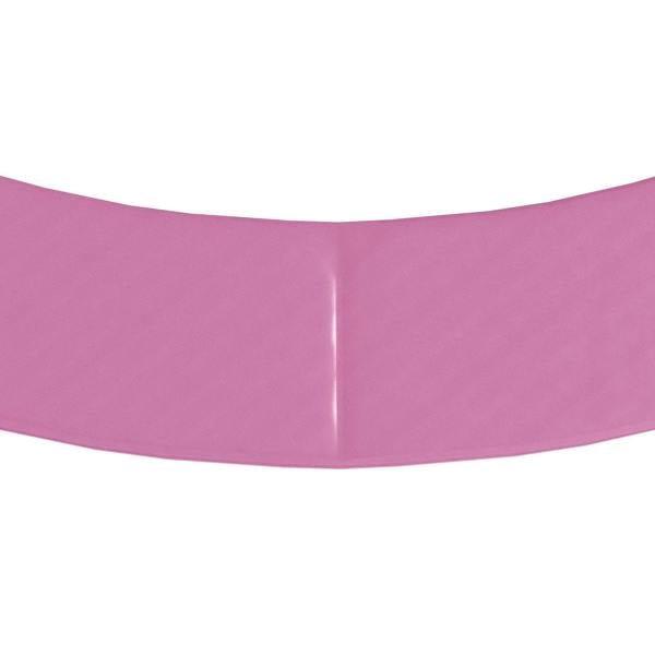 Pink trampoline spring cover pad, close-up of curved seam section