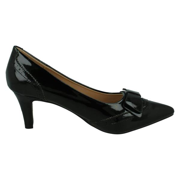 Spot On Ladies Spot On Mid Heel Court Shoes with Bow Trim F90128