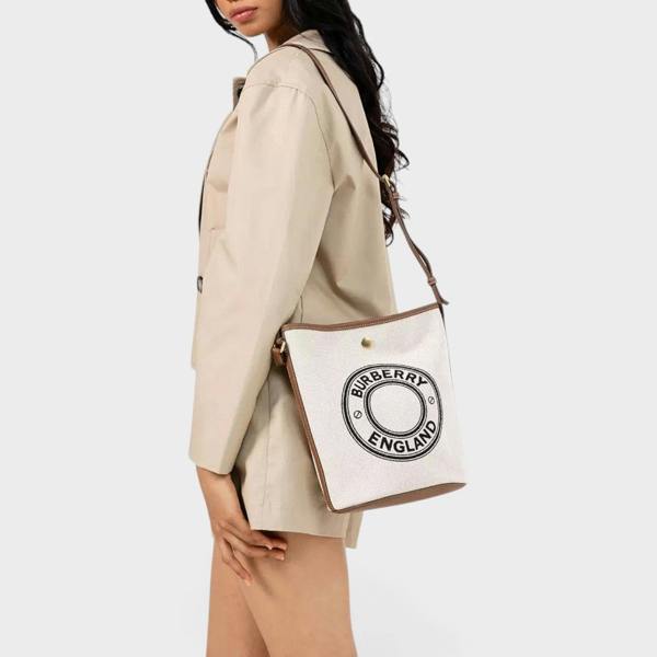 Burberry Roundel Medium Bucket Bag Dark Wheat Beige