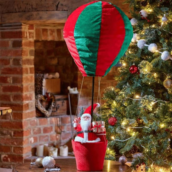 Samuel Alexander 80cm Red and Green Santa's Hot Air Balloon Hanging Christmas Decoration