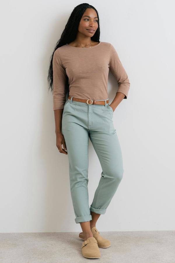 Lily & Me Breaker Stretch Twill Trousers Silver Sage