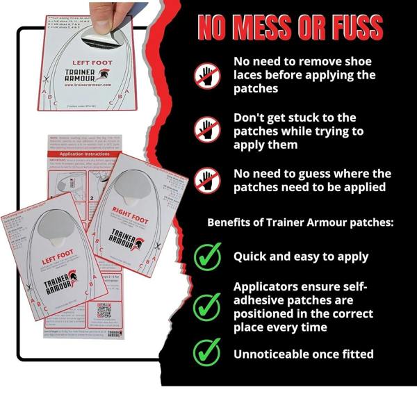 Trainer Armour Black Big Toe Hole Preventer Patches - Preventive Protection