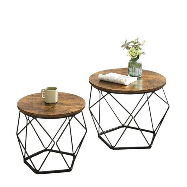 Modcraft Set of 2 Industrial Coffee Tables - Geometric Design
