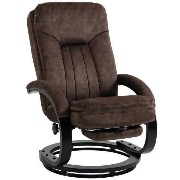 Swivel Recliner Chair, Velvet Recliner Armchair with Retractable Footrest, Dual-Layer Cushion, High Back, Dark Brown