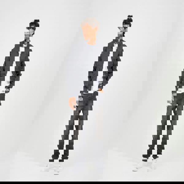 Brave Soul Grey Faux Wool Funnel Neck Bomber Style Jacket - Grey Image 3