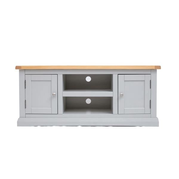 Loreo Light Grey 2 Door TV Cabinet Chrome Knob