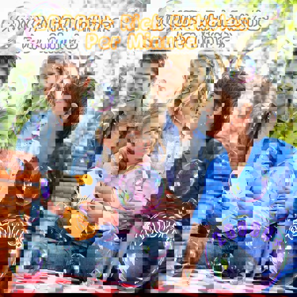 deAO Toys Animal-Themed Bubble Machine for Kids – Portable Bubble Gun with Lights & Music, Includes 2 Bottles of Bubble Solution