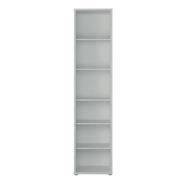 Furniture To Go Alice Springs Tall Narrow Bookcase with 5 Shelves in Light Grey