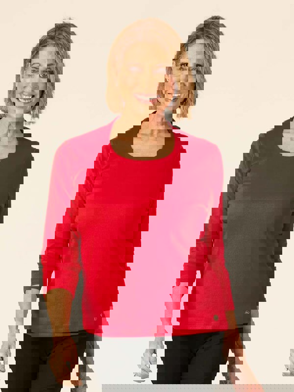 PennyPlain High Back Scoop Neck Top - Red