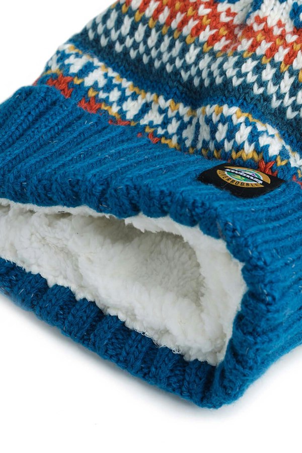 SuperBobble Kids Nordic Knit Beanie Bobble Hat - Fjord Blue