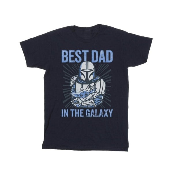 Star Wars Mens Mandalorian Best Dad Galaxy T-Shirt - Navy Blue