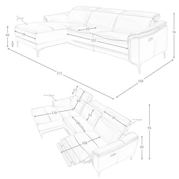 Angel Cerdá Relax corner sofa in black leather 6205/6206