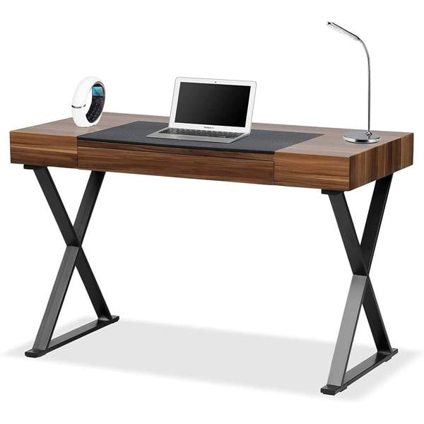 Homeology ADONIS Walnut with Matte Black Legs Ergonomic Home Office Luxury Desk