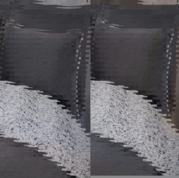 Smart Living Textured Two Tone Faux Fur Duvet Cover With Pillowcases - Grey