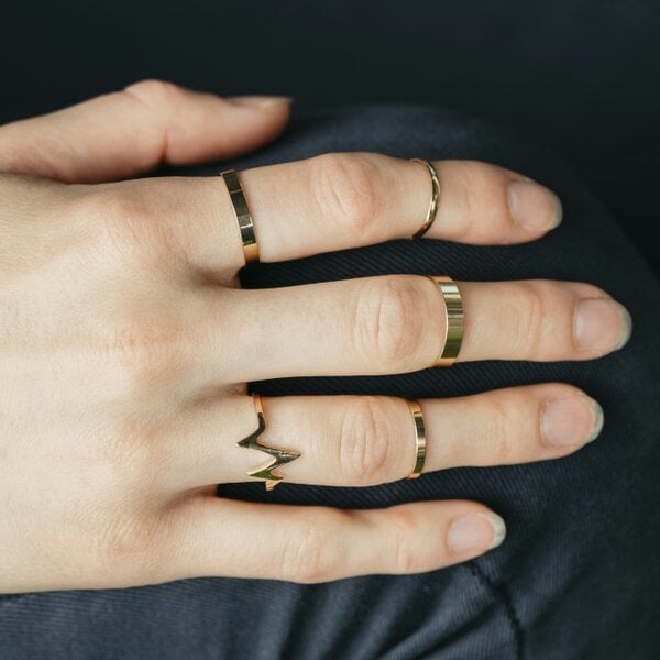 The Colourful Aura 5 Piece Stackable Midi Gold Silver Chevron Knuckle Boho Ring Set