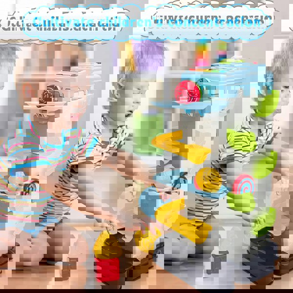 deAO Toys Children’s 4-in-1 Ball Tower Toy – Baby Ball Drop with Music & Lights, Montessori Learning Toy for Toddlers Aged 1–5