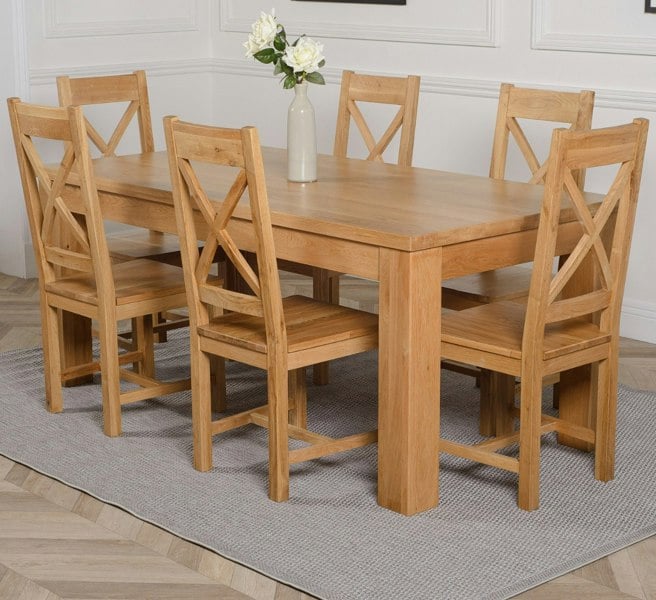 That's Furniture Dakota Large Oak Dining Table with Berkeley Oak Chairs