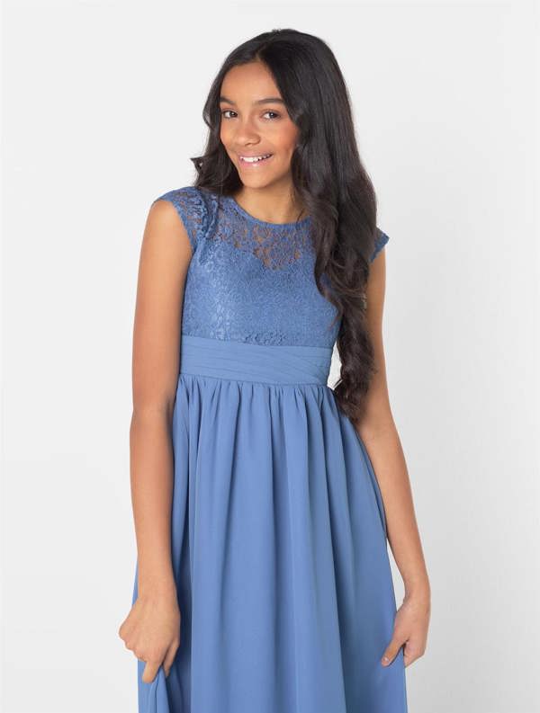Blue junior bridesmaids dress