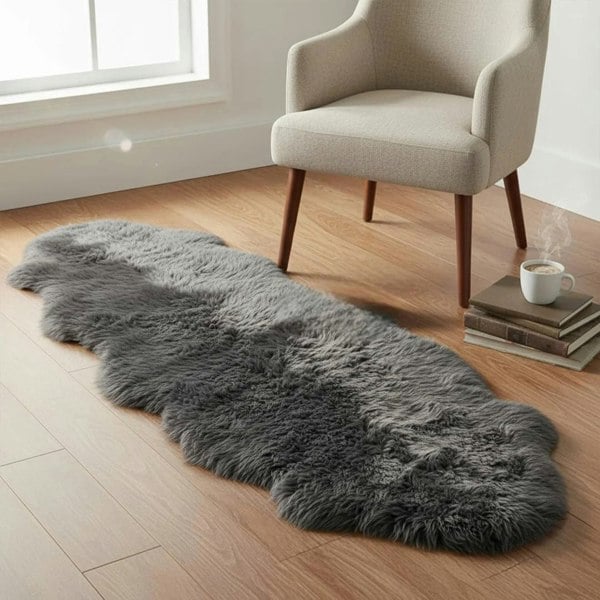 Infinity Leather Genuine Sheepskin Real Natural Wool Double Area Rug