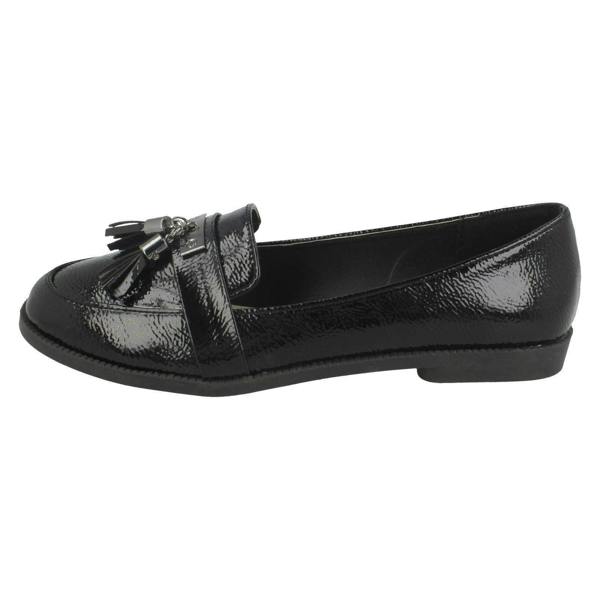 Spot On Ladies Spot On Tassel Trim Loafer Shoes F80418