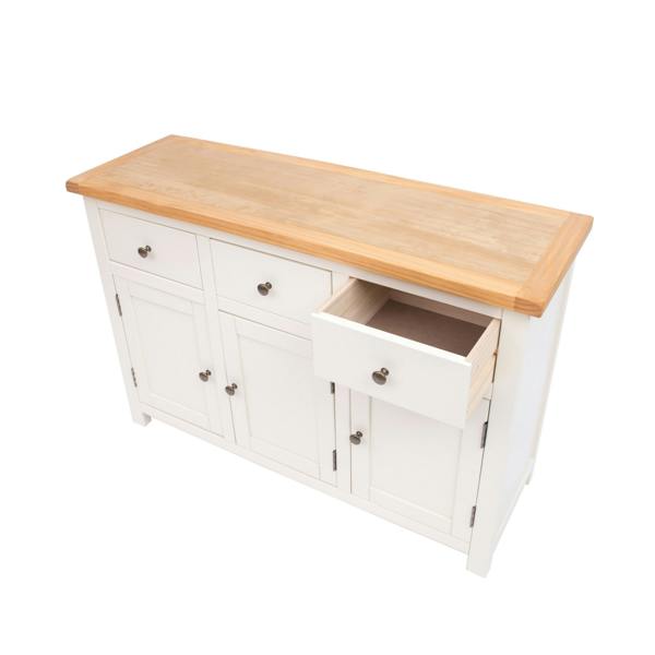 Cabinet Bits Maggiori Off White 3 Drawer 3 Door Sideboard Brass Knob