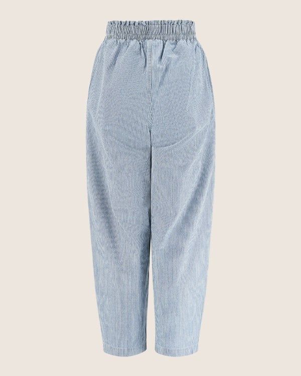 Kate Blue Pinstripe Print Barrel Leg Trousers - image 6