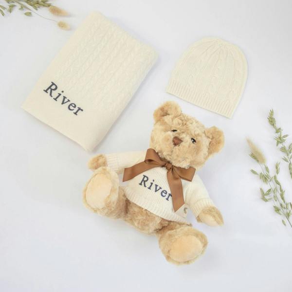 The Baby Gifting Company CASHMERE AND TEDDY GIFT SET - IVORY