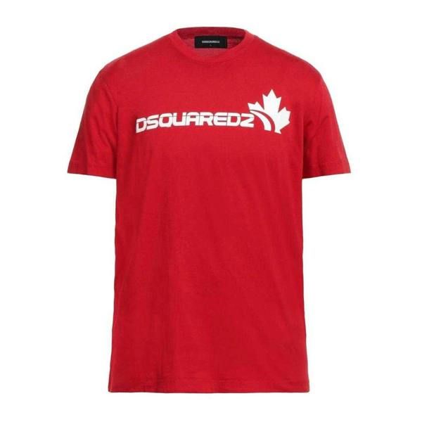 DSquared2 Mens Maple Leaf Logo T-Shirt - Red/White - 