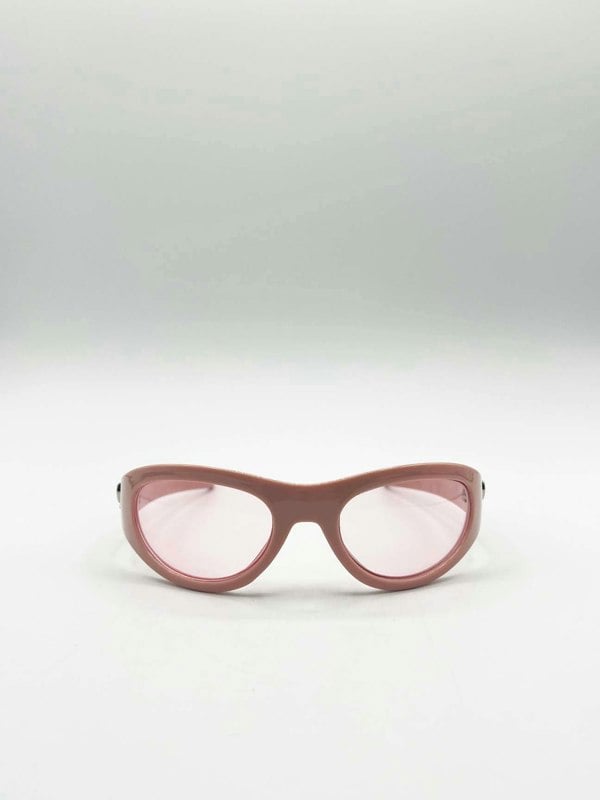 SVNX Wrap Around Racer Bow Sunglasses in Pink