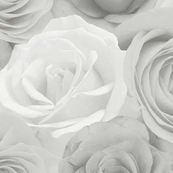 World of Wallpaper Melany Roses Wallpaper - Grey