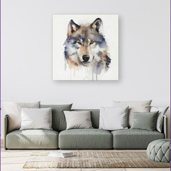 Warren Reed Wolf Watercolour Canvas