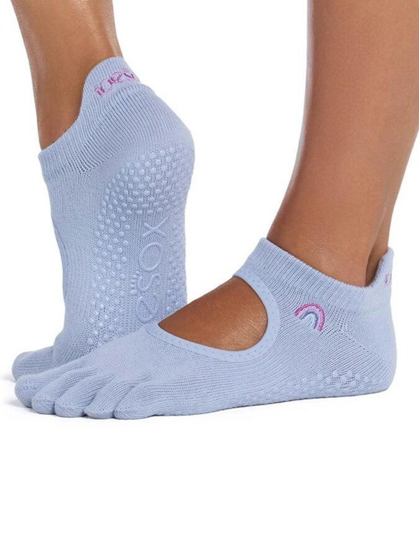 ToeSox Full Toe Bellarina Women's Yoga Grip Socks - Rainbow Skies