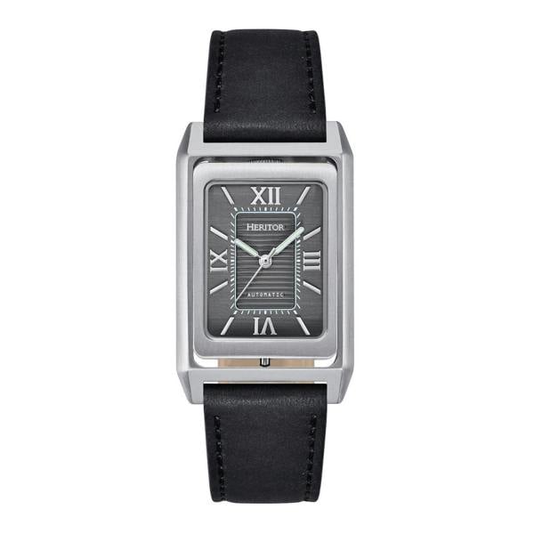 Heritor Automatic Esteban Leather Band Watch - Black/Silver - HERHS4201