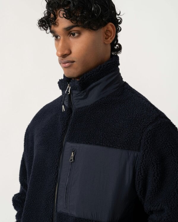 GANT Mens Patch Pocket Fleece Jacket - 433 Evening Blue