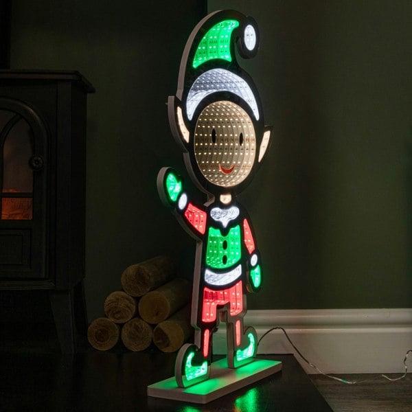 Samuel Alexander 60cm Light up Standing Elf Infinity Christmas Decoration with Multi-Coloured LEDs