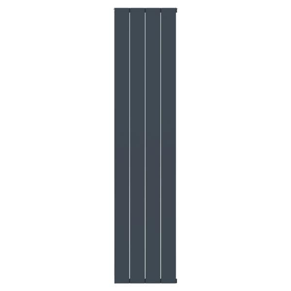 MYHOMEWARE 407mm x 1800mm Single Aluminium Panel Radiator in Anthracite Grey - Model Lena - Wall-mounted