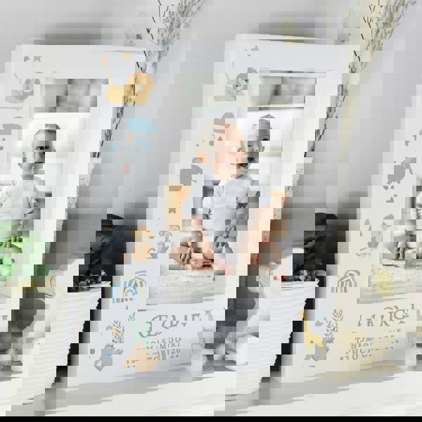 Personalised Memento Company Personalised Safari Animals 5x7 Box Photo Frame